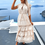 Midi Jurk met Kant en Delicate Naden - Women Summer Dress - Jurkjes.co