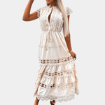 Midi Jurk met Kant en Delicate Naden - Women Summer Dress - Jurkjes.co