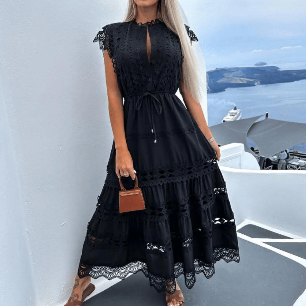 Midi Jurk met Kant en Delicate Naden - Women Summer Dress - Jurkjes.co