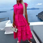 Midi Jurk met Kant en Delicate Naden - Women Summer Dress - Jurkjes.co