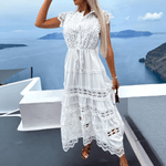 Midi Jurk met Kant en Delicate Naden - Women Summer Dress - Jurkjes.co