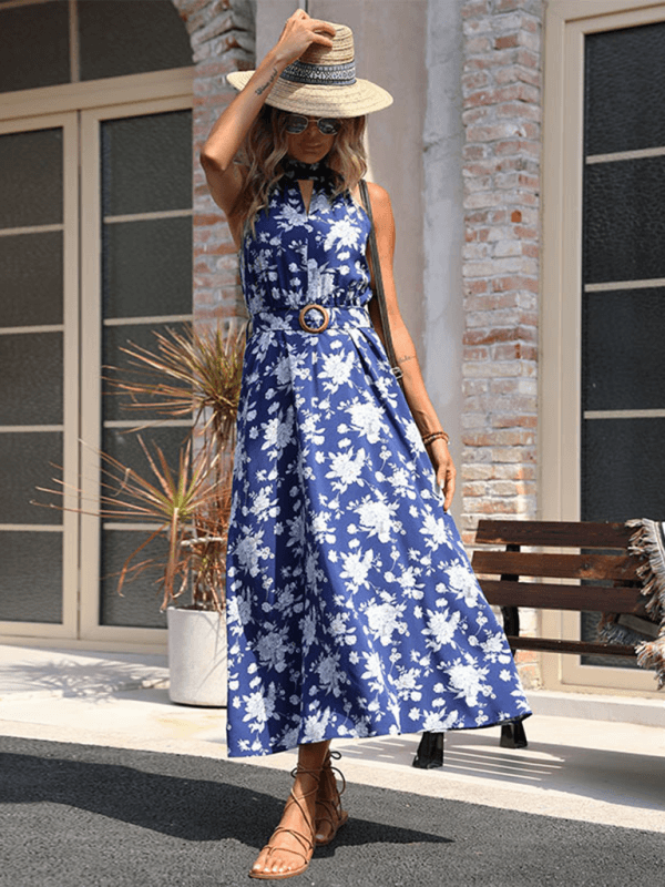 Midi Jurk met Keyhole en Bloemenprint - Midi Dresses - Jurkjes.co