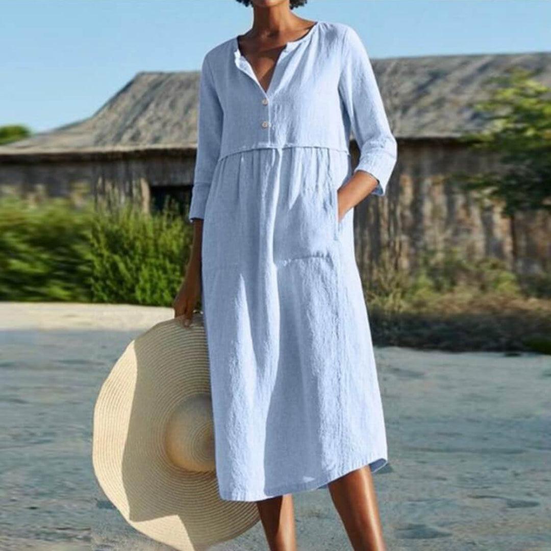 Midi Jurk met Knoopsluiting - Dresses - Jurkjes.co