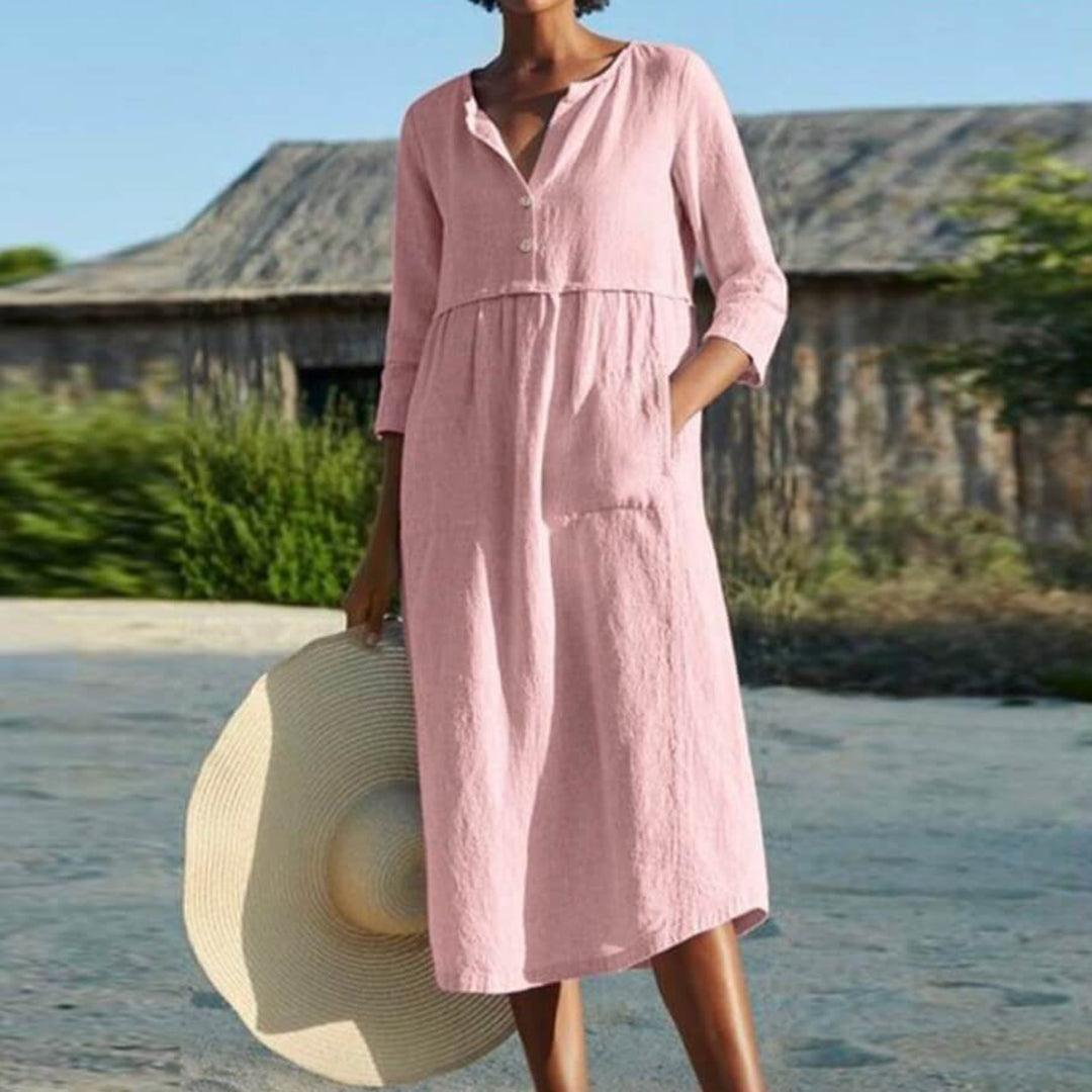 Midi Jurk met Knoopsluiting - Dresses - Jurkjes.co