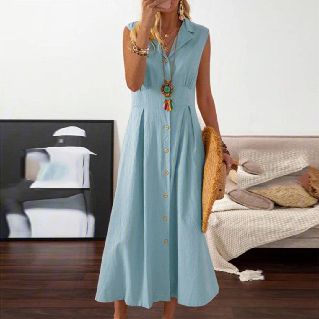 Midi Jurk met Knoopsluiting - Dresses - Jurkjes.co