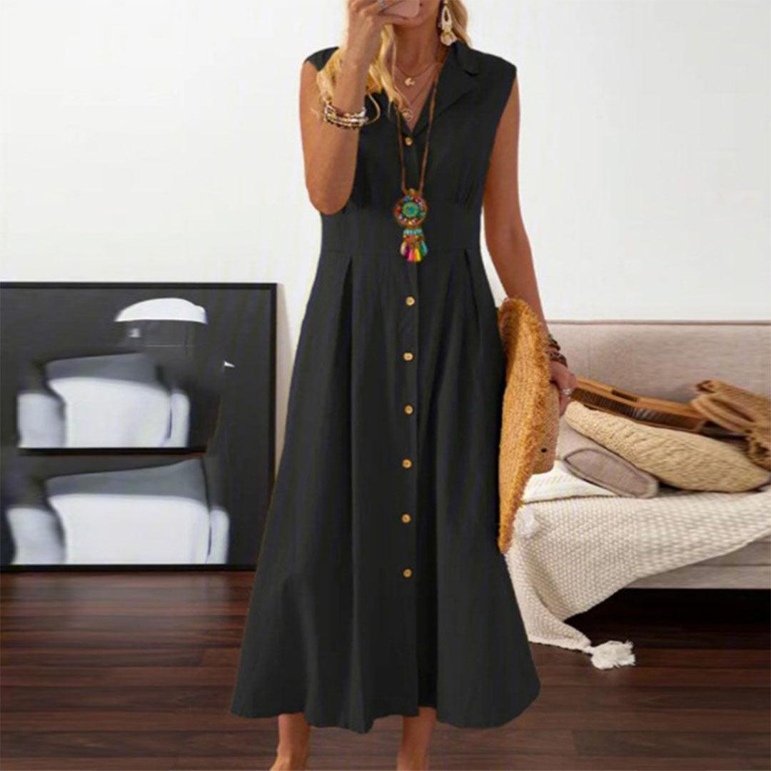 Midi Jurk met Knoopsluiting - Dresses - Jurkjes.co