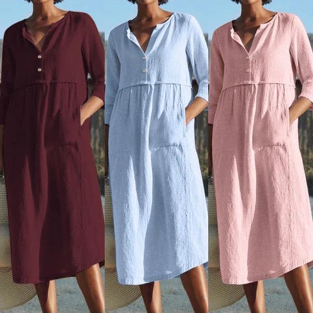 Midi Jurk met Knoopsluiting - Dresses - Jurkjes.co