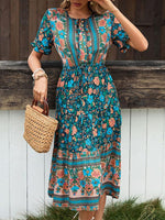 Midi Jurk met Knoopsluiting en Bloemenprint - Midi Dresses - Jurkjes.co