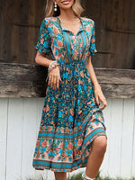 Midi Jurk met Knoopsluiting en Bloemenprint - Midi Dresses - Jurkjes.co
