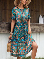 Midi Jurk met Knoopsluiting en Bloemenprint - Midi Dresses - Jurkjes.co