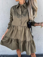 Midi Jurk met Knoopsluiting en Gelaagd Ontwerp - Midi Dresses - Jurkjes.co