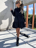 Midi Jurk met Knoopsluiting en Gelaagd Ontwerp - Midi Dresses - Jurkjes.co