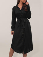 Midi Jurk met Knoopsluiting en Tailleband - Midi Dresses - Jurkjes.co