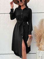 Midi Jurk met Knoopsluiting en Tailleband - Midi Dresses - Jurkjes.co