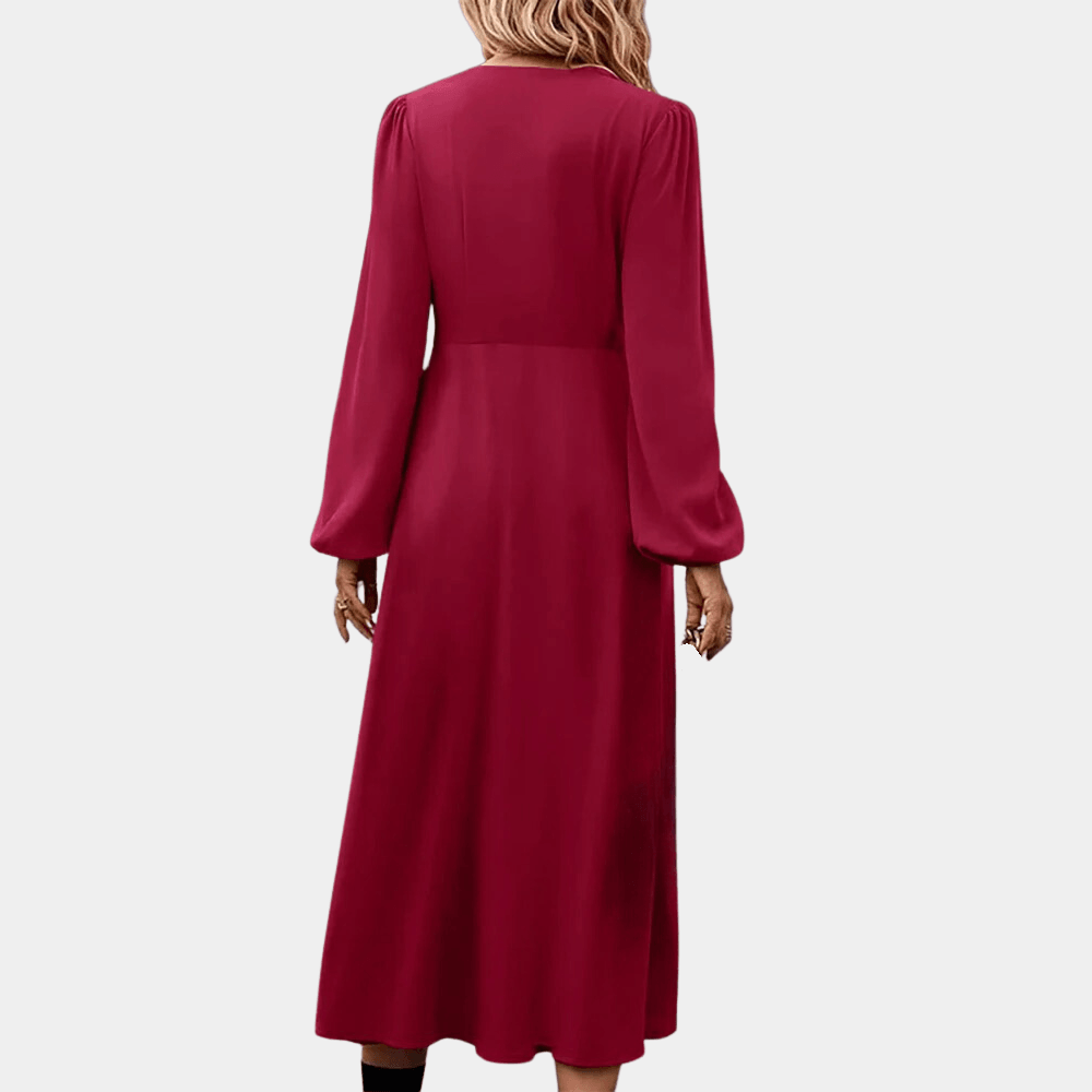 Midi Jurk met Knoopsluiting en V-hals - CB - Dresses - Jurkjes.co
