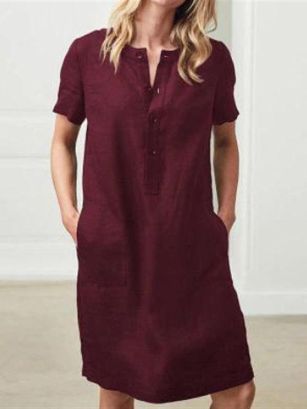 Midi Jurk met Knoopsluiting en Zakken - Midi Dresses - Jurkjes.co