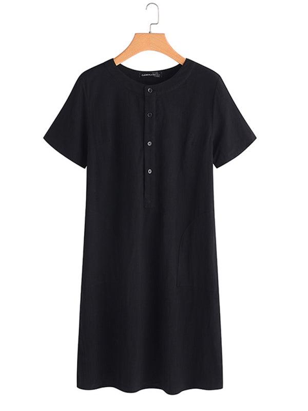 Midi Jurk met Knoopsluiting en Zakken - Midi Dresses - Jurkjes.co