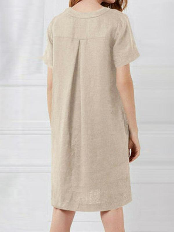 Midi Jurk met Knoopsluiting en Zakken - Midi Dresses - Jurkjes.co