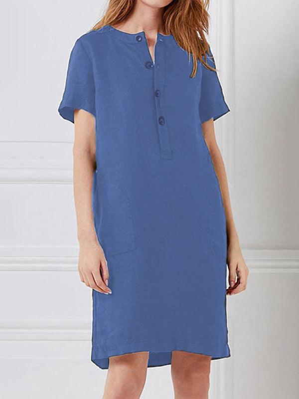 Midi Jurk met Knoopsluiting en Zakken - Midi Dresses - Jurkjes.co