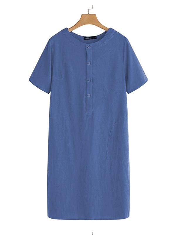 Midi Jurk met Knoopsluiting en Zakken - Midi Dresses - Jurkjes.co