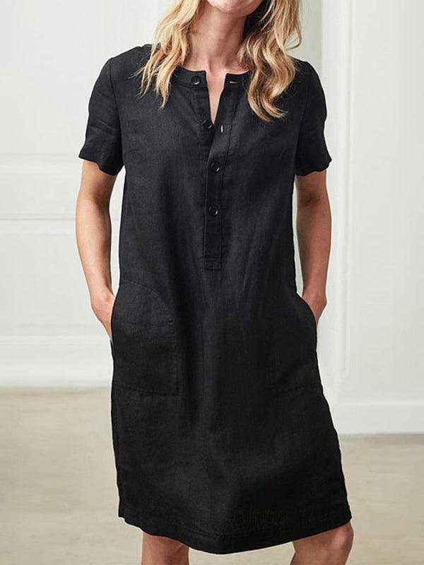 Midi Jurk met Knoopsluiting en Zakken - Midi Dresses - Jurkjes.co