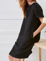 Midi Jurk met Knoopsluiting en Zakken - Midi Dresses - Jurkjes.co