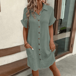 Midi Jurk met Knoopsluiting - Women Summer Dress - Jurkjes.co