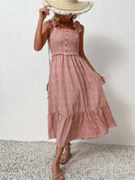 Midi Jurk met Knopen en Bloemenprint - Maxi Dresses - Jurkjes.co