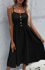 Midi Jurk met Knopen en Flairrok - Midi Dresses - Jurkjes.co