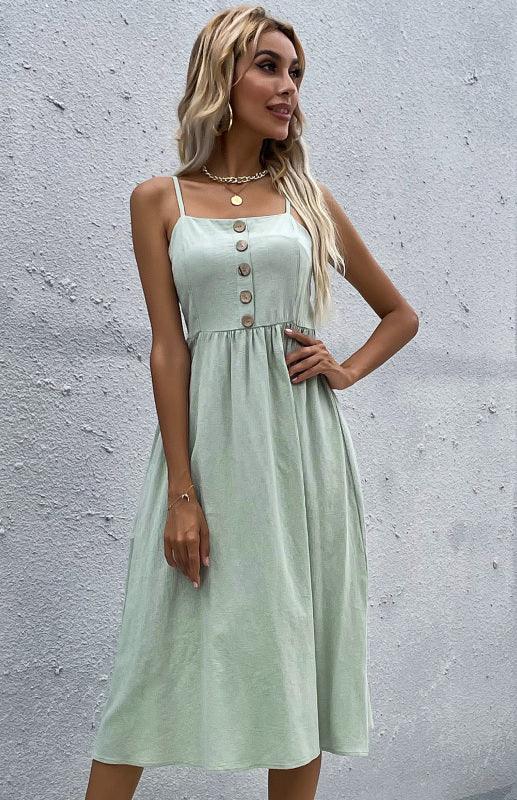Midi Jurk met Knopen en Flairrok - Midi Dresses - Jurkjes.co