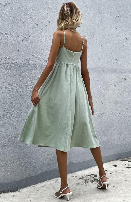 Midi Jurk met Knopen en Flairrok - Midi Dresses - Jurkjes.co