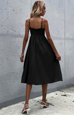 Midi Jurk met Knopen en Flairrok - Midi Dresses - Jurkjes.co