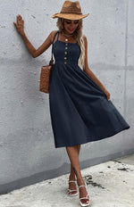 Midi Jurk met Knopen en Flairrok - Midi Dresses - Jurkjes.co