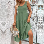 Midi Jurk met Knopen en Zijsplit - Midi Dresses - Jurkjes.co