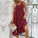 Midi Jurk met Knopen en Zijsplit - Midi Dresses - Jurkjes.co