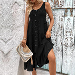 Midi Jurk met Knopen en Zijsplit - Midi Dresses - Jurkjes.co