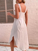 Midi Jurk met Knopsluiting en Ongelijke Zoom - Midi Dresses - Jurkjes.co