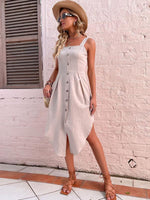 Midi Jurk met Knopsluiting en Ongelijke Zoom - Midi Dresses - Jurkjes.co