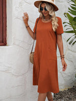 Midi Jurk met Korte Mouwen en Zijzakken - Maxi Dresses - Jurkjes.co