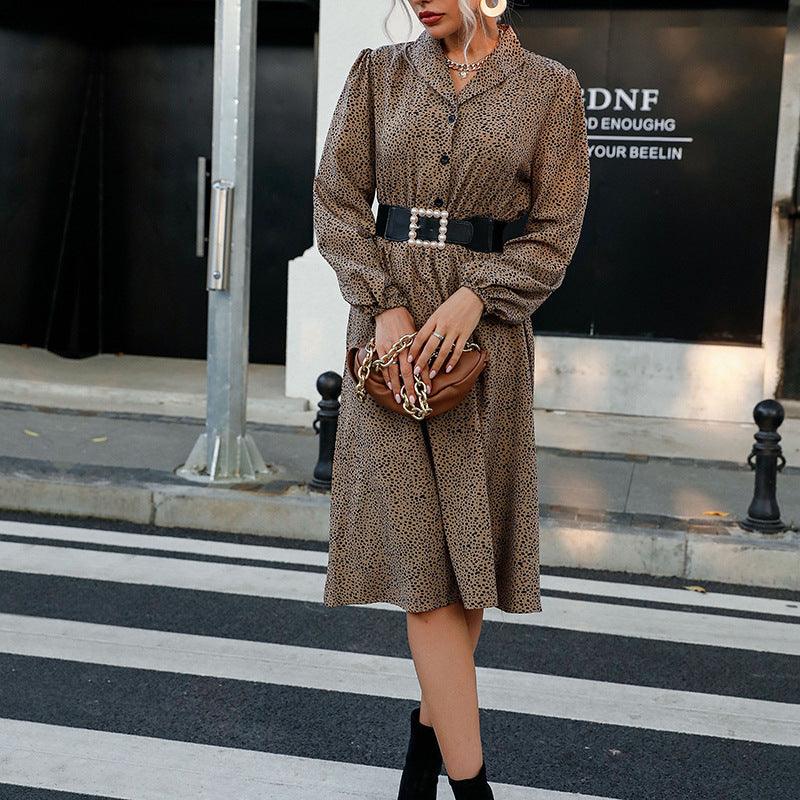 Midi Jurk met Kraag en Dierenprint - Group10 - Jurkjes.co