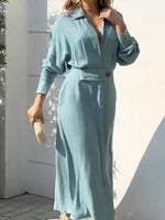 Midi Jurk met Kraaghals en Tailleband - Maxi Dresses - Jurkjes.co