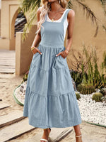 Midi Jurk met Lagen en Verstelbare Bandjes - Maxi Dresses - Jurkjes.co