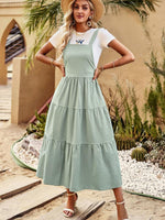 Midi Jurk met Lagen en Verstelbare Bandjes - Maxi Dresses - Jurkjes.co