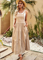 Midi Jurk met Lagen en Verstelbare Bandjes - Maxi Dresses - Jurkjes.co