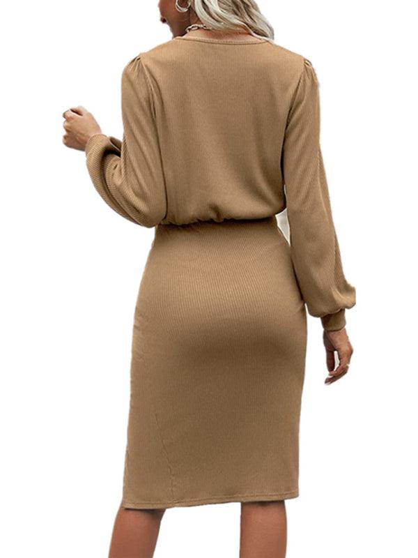 Midi Jurk met Lange Mouwen en Split - Midi Dresses - Jurkjes.co