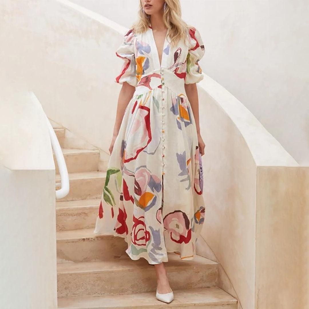Midi Jurk met Levendige Prints - Dresses - Jurkjes.co