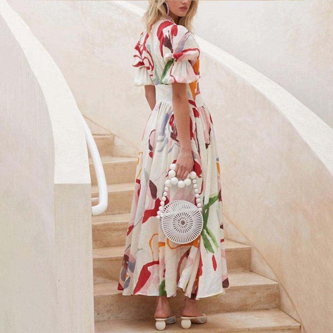 Midi Jurk met Levendige Prints - Dresses - Jurkjes.co