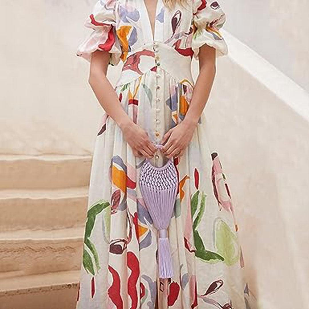 Midi Jurk met Levendige Prints - Dresses - Jurkjes.co
