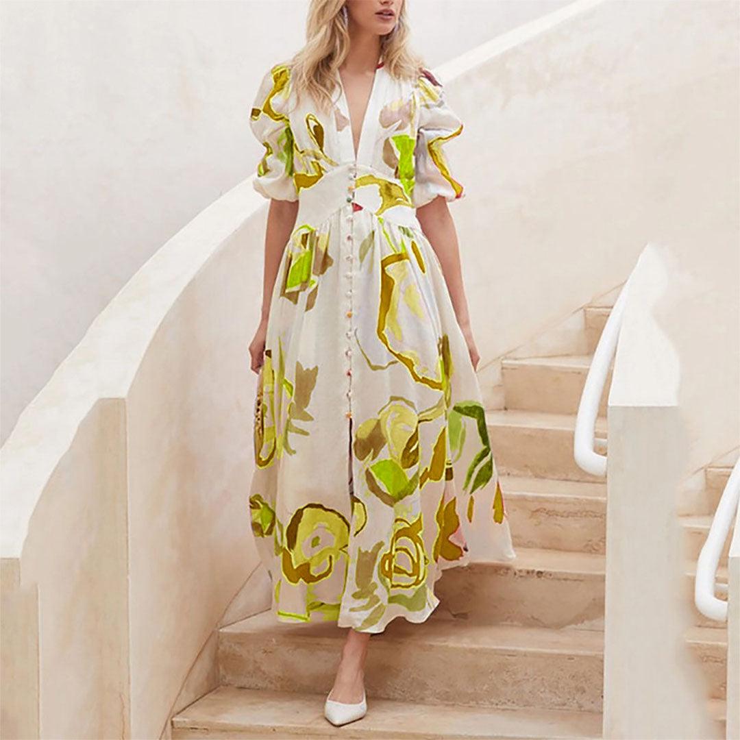 Midi Jurk met Levendige Prints - Dresses - Jurkjes.co