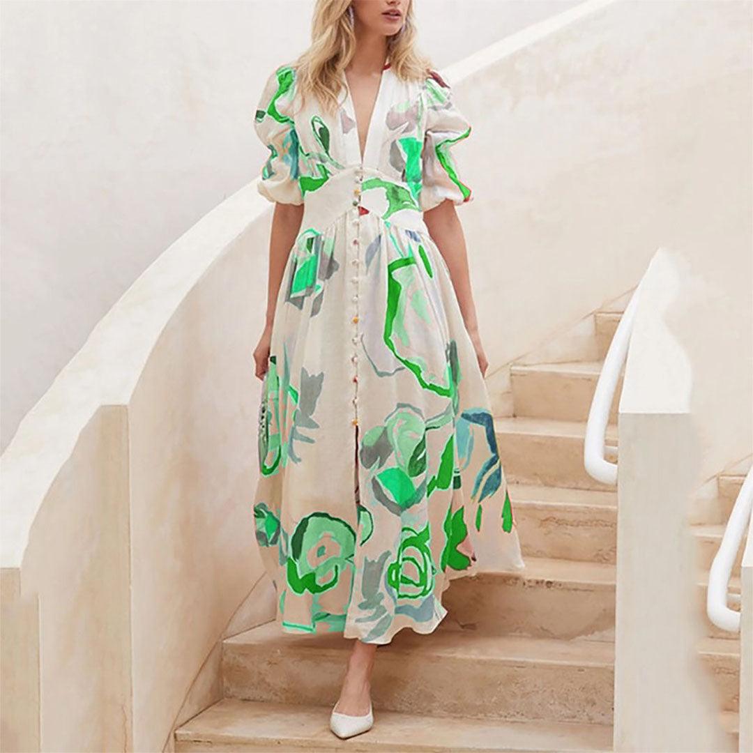 Midi Jurk met Levendige Prints - Dresses - Jurkjes.co